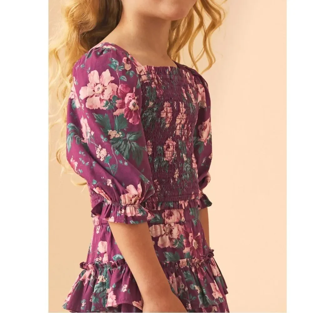 Laura Ashley Berry Pink Peony Garden‎ Smocked Top And Skirt Set New!